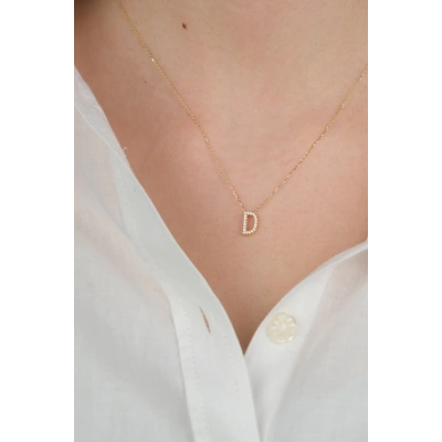 14 Ayar Altın Taşlı D Harfi 802