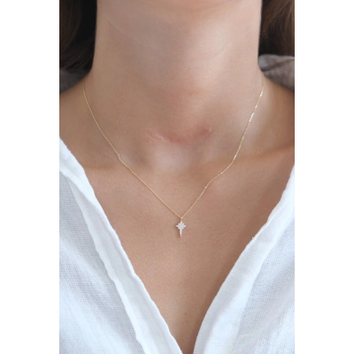 14 Ayar Altın Taşlı Kuzey Yıldızı Kolye 433