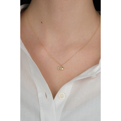 14 Ayar Altın Ay Yıldızlı Kolye 808