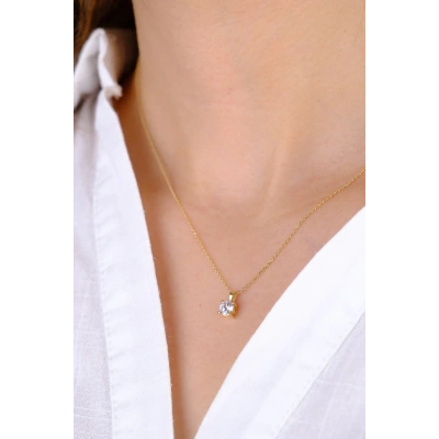 14 Ayar Altın Tek Taşlı Kolye 458