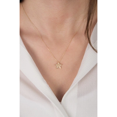 14 Ayar Altın Taşlı Çiçek Kolye 267