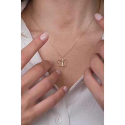 14 Ayar Altın Kelebek Kolye 347