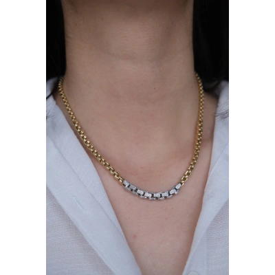 14 Ayar Altın Taşlı Zincir Kolye 447