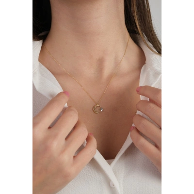 14 Ayar Altın Ay Yıldız Kolye 161