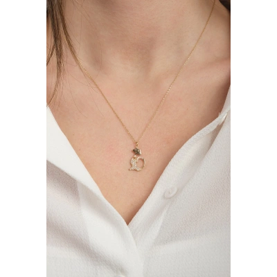 14 Ayar Altın Taşlı Kedi Kolye 183