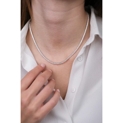 14 Ayar Beyaz Altın 3mm Su Yolu Kolye 645