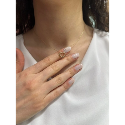 14 Ayar Altın İçi Boş Kalpli Kolye 649