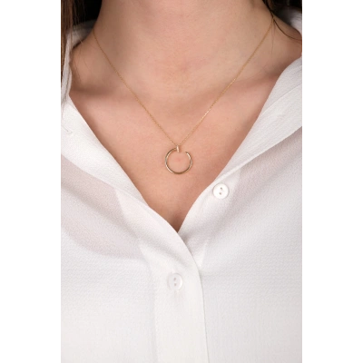 14 Ayar Altın Taşlı Çivi Kolye 60