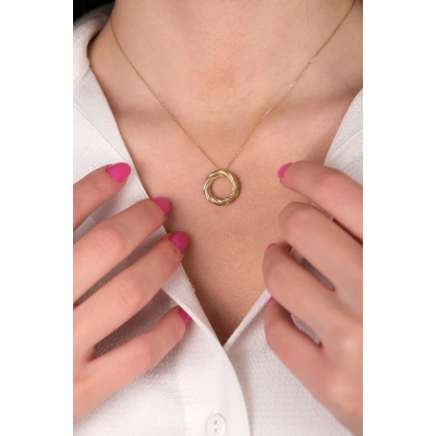 14 Ayar Altın Burgu Çember Kolye 32