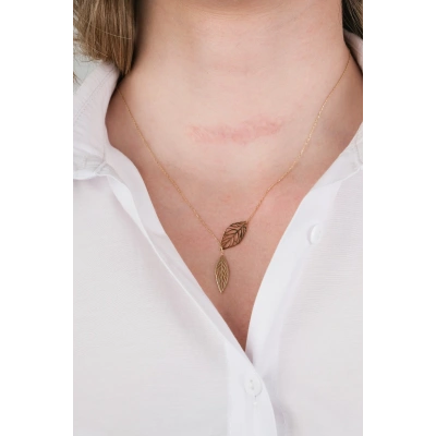 14 Ayar Kolye İkili Yaprak Kolye 160