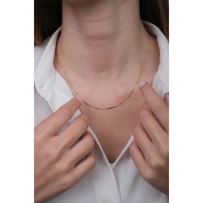 14 Ayar Altın Silindir Sıralı Kolye 329