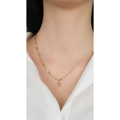 14 Ayar Altın Ataç Zincirli Yıldız Kolye