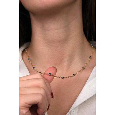 14 Ayar Altın Nazar Boncuklu Kolye 44