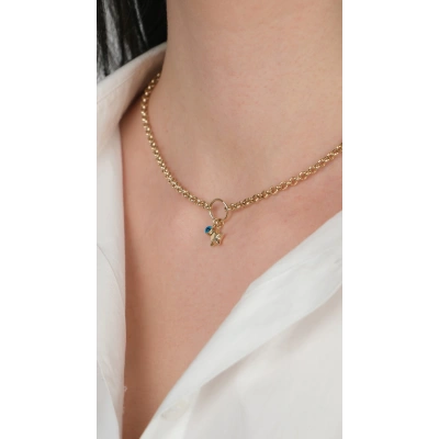 14 Ayar Altın Nazar Boncuklu Yıldızlı Zincir Kolye