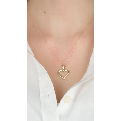 14 Ayar Altın İçi Boş Kalpli Kolye Ucu 478