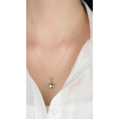 14 Ayar Altın Bombeli Yıldız Kolye Ucu 497