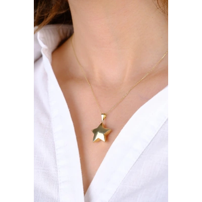 14 Ayar Altın Bombeli Yıldız Kolye Ucu 356