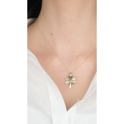 14 Ayar Altın Kalemli Yonca Kolye Ucu 464