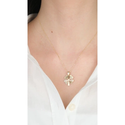 14 Ayar Altın Kalemli Yonca Kolye Ucu 462