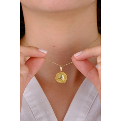 14 Ayar Altın Aslan Burcu Kolye Ucu