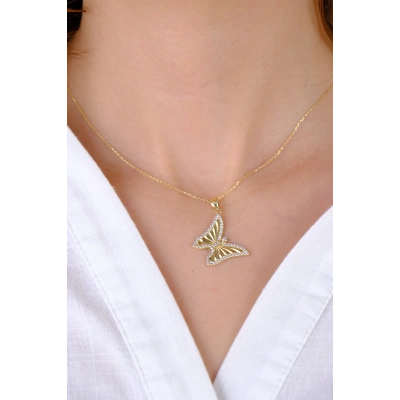 14 Ayar Altın Kelebekli Kolye Ucu 244