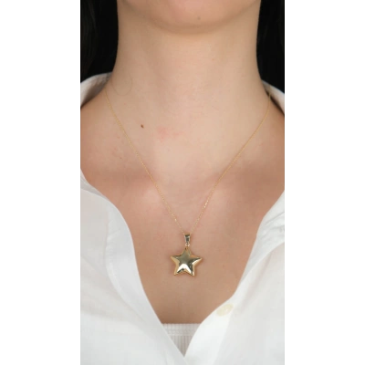 14 Ayar Altın Bombeli Büyük Yıldızlı Kolye Ucu 457