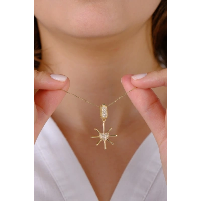 14 Ayar Altın Kalpli Güneş Charm 381