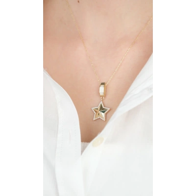 14 Ayar Altın Taşlı Yıldızlı Charm 465