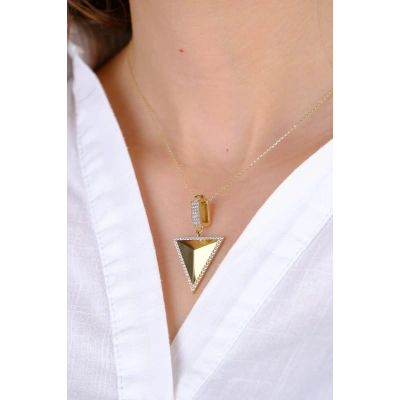 14 Ayar Altın Üçgen Taşlı Kolye Ucu 284