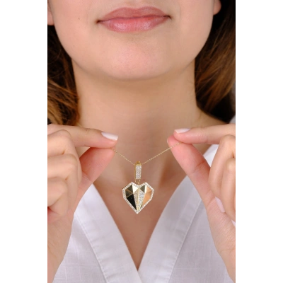 14 Ayar Altın Taşlı Kalpli Şekilli Kolye Ucu 282