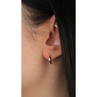 14 Ayar Altın Sade Halka Küpe 1001