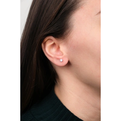 14 Ayar Altın Tektaş Küpe 344