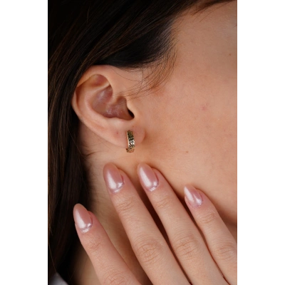 14 Ayar Altın Desenli Halka Küpe 655