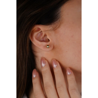 14 Ayar Altın Vidalı Top Küpe 676