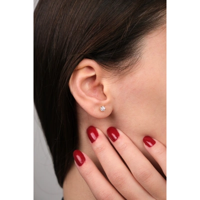 14 Ayar Altın Tektaş Küpe 434