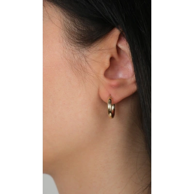 14 Ayar Altın Sade Halka Küpe 946