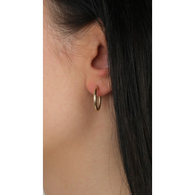 14 Ayar Altın Tırtıklı Halka Küpe 1003