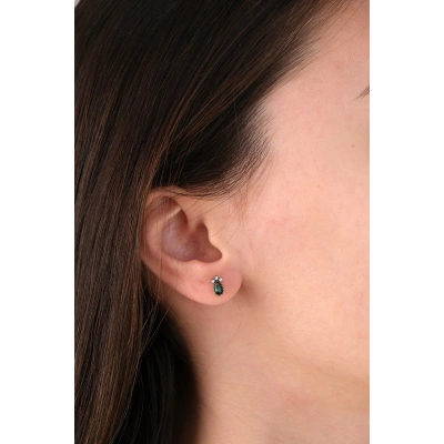 14 Ayar Altın Yeşil Taşlı Damla Küpe 187