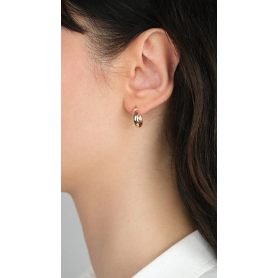 14 Ayar Altın Sade Oval Halka Küpe 912