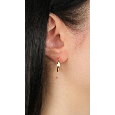 14 Ayar Altın Sade Halka Küpe 924