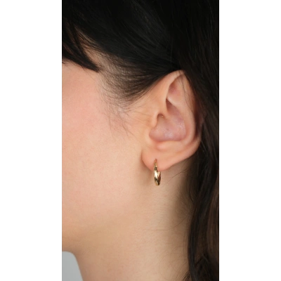 14 Ayar Altın Burgulu Klipsli Halka Küpe 909