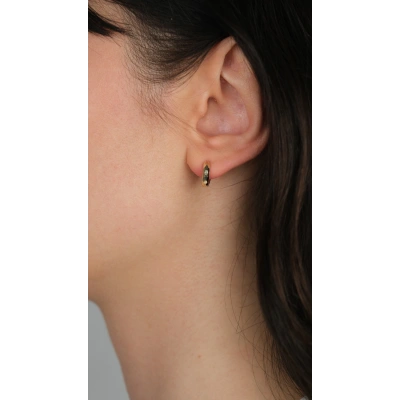 14 Ayar Altın İşlemeli Halka Küpe 966