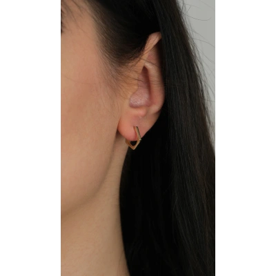 14 Ayar Altın Beşgen Halka Küpe 1012