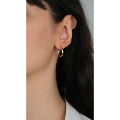 14 Ayar Altın Sade Düz Halka Küpe 985