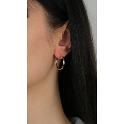 14 Ayar Altın Sade Halka Küpe 928