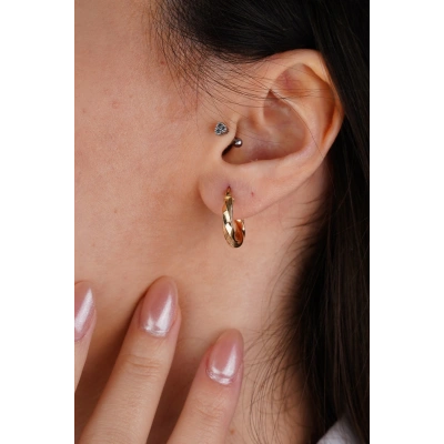 14 Ayar Altın Burgu Halka Küpe 664