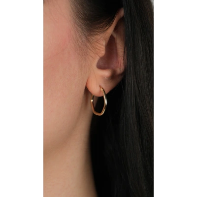 14 Ayar Altın Sade Şekilli Küpe