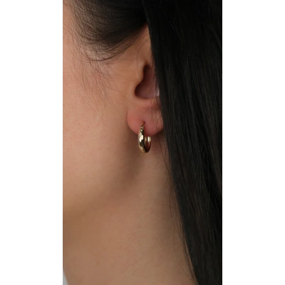 14 Ayar Altın Sade Halka Küpe 939