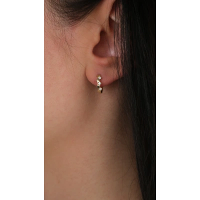 14 Ayar Altın Taşlı Halka Küpe