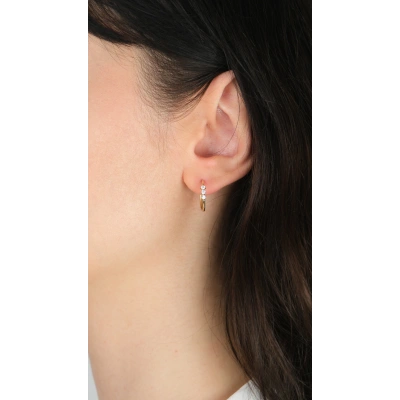 14 Ayar Altın KP 1004 Taşlı Halka Küpe